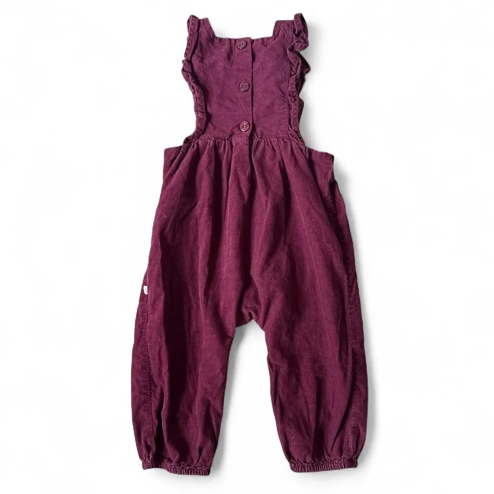 Baby Gap Ruffle Corduroy Bubble Romper Overalls - 12-18 Months Burgundy